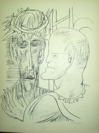 石版画 Beckmann - Christ and Pilate