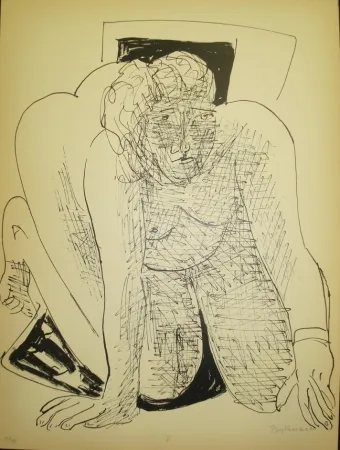 石版画 Beckmann - Crawling Woman