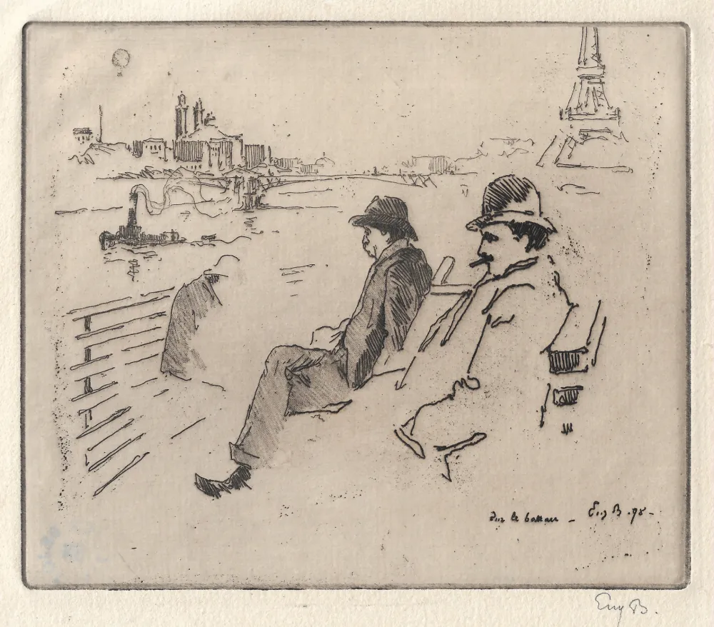 版画 Bejot - Sur le bateau