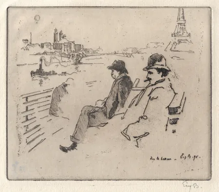 版画 Bejot - Sur le bateau