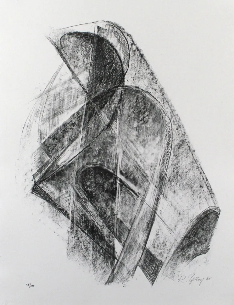 石版画 Belling - Entwurf für eine Plastik