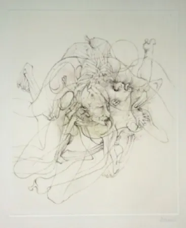 版画 Bellmer - Dialogue entre un prêtre et un moribond