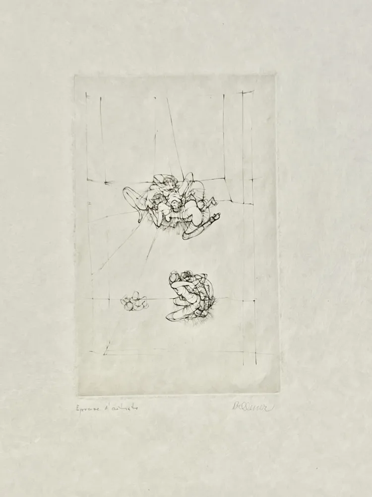 无技术 Bellmer -  Eau-forte Couple, circa 1971 - Epreuve d'artiste sur papier de soie