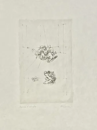 无技术 Bellmer -  Eau-forte Couple, circa 1971 - Epreuve d'artiste sur papier de soie