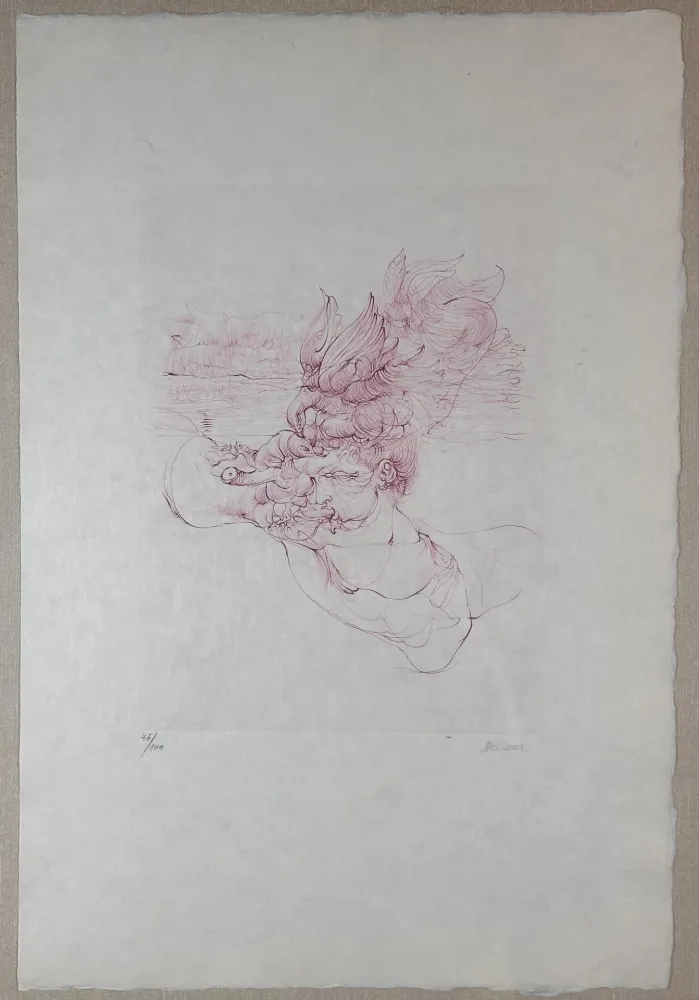 版画 Bellmer - Femme au Chapeau D'Oisseau