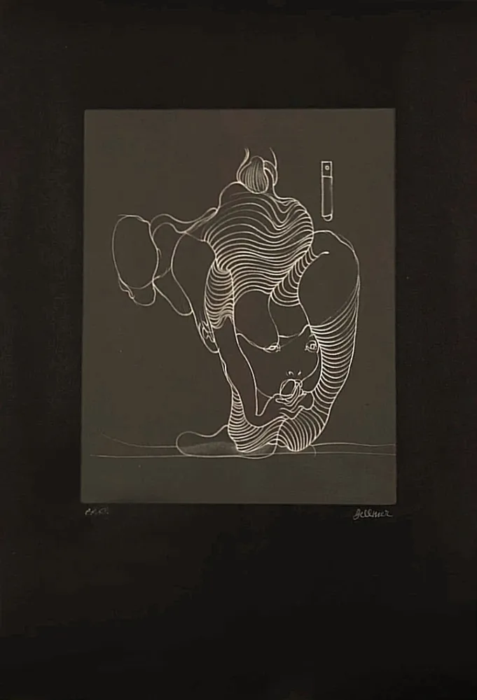 蚀刻版画 Bellmer - Hans BELLMER (1902-1975) - Woman swallowing a snake, 1972. Hand-signed etching