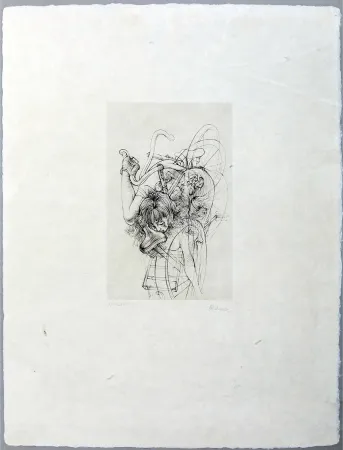 版画 Bellmer - Jeune fille à la bicyclette, signée (1970)