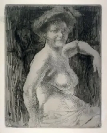 版画 Besnard - Femme blonde à sa toilette