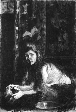 蚀刻版画 Besnard - La femme au vase