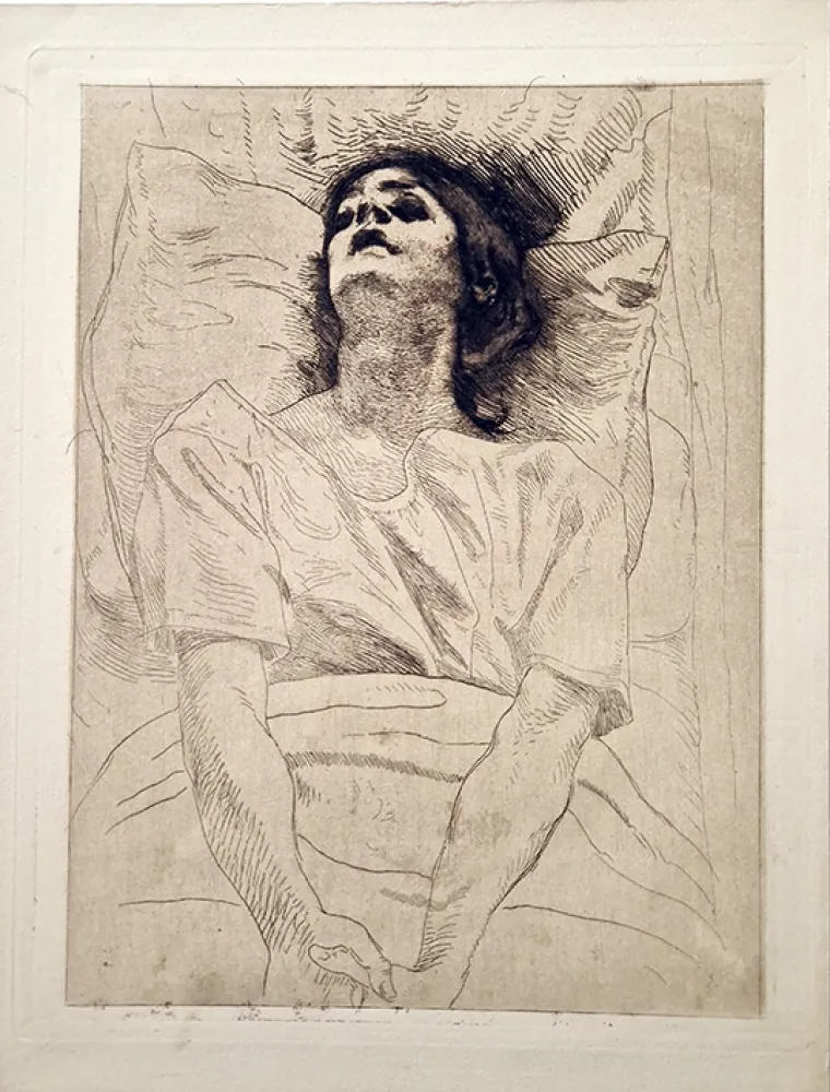 蚀刻版画 Besnard - La morte