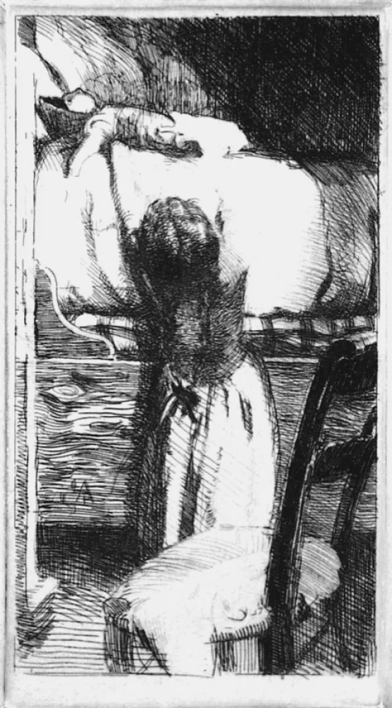 蚀刻版画 Besnard - La pupée