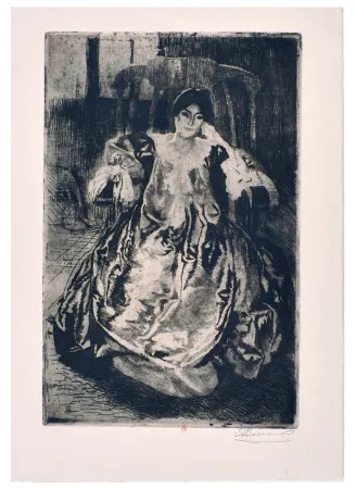 蚀刻版画 Besnard - La rêveuse : eau-forte