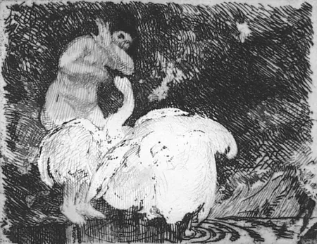 蚀刻版画 Besnard - Leda au bain