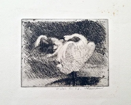 蚀刻版画 Besnard - Leda s'endort