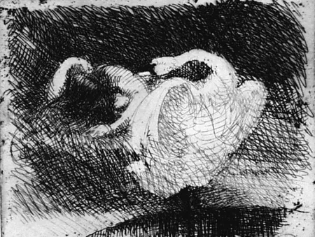 蚀刻版画 Besnard - Léda s'endort