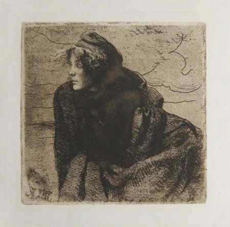 版画 Besnard - Mélancolie