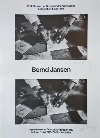 胶版印刷 Beuys - „Porträts der Düsseldorfer Kunstszene. Fotografien 1968-1975. Bernd Jansen. Kunstmuseum Düsseldorf Ehrendorf 5, 6. Juni-6. Juli 1975, Di-So 10-18 Uhr“.