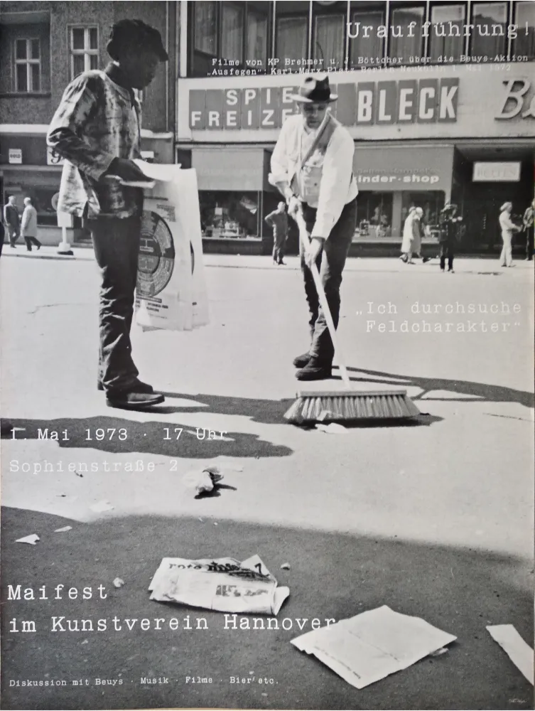 胶版印刷 Beuys - „Uraufführung! Filme von KP Brehmer u. J. Böttcher über die Beuys-Aktion 'Ausfegen'