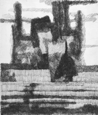 蚀刻版画 Bianchi Barriviera - Pagliai e pioppi