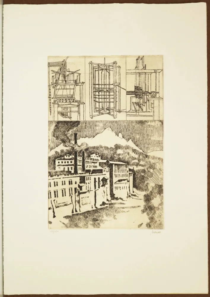 蚀刻版画 Biasion - Antiche macchine - antiche fabbriche