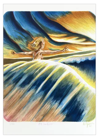 石版画 Bigum - Octobre