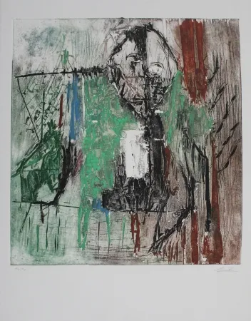 蚀刻飞尘法 Bissière - Tête au milieu des arbres / Head Amidst the Trees