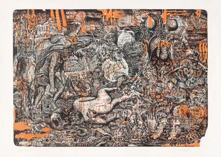 石版画 Blanquet - Mascarade Vermoulue - Orange