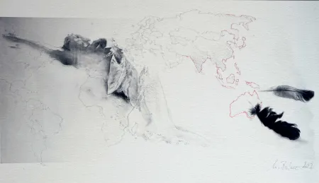 版画 Bolenz - Ikarus mit Weltkarte