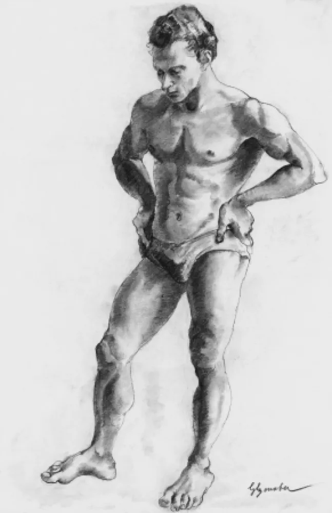 石版画 Bonabel - ELIANE BONABEL / Louis-FerdinandCéline - Nu Masculin / Male Nude  - 1938