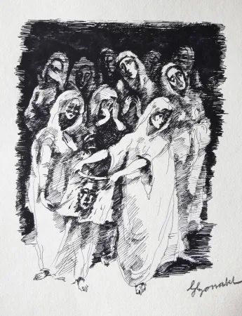 版画 Bonabel - Louis-Ferdinand Céline / Lucette Almansor - Gravure Originale - Répétion ballet en costume