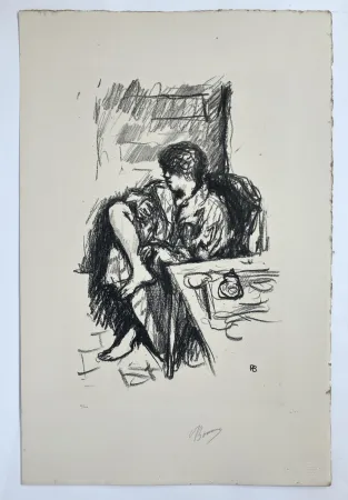 石版画 Bonnard - Femme assise faisant sa toilette. 1925.