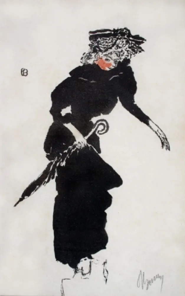 石版画 Bonnard - Femme au Parapluie