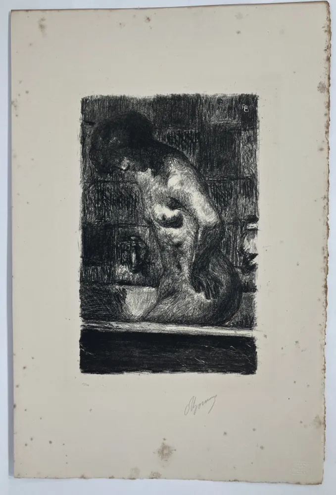 石版画 Bonnard - Femme debout dans sa baignoire. 1925.