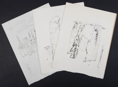 石版画 Bonnard - La vie de Sainte Monique #10, 1930 - Set of 3 lithographs- Set of 3 litographss