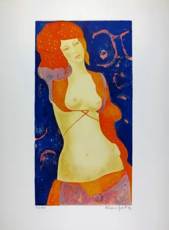 石版画 Bonnefoit - Nu Orange / Orange Nude