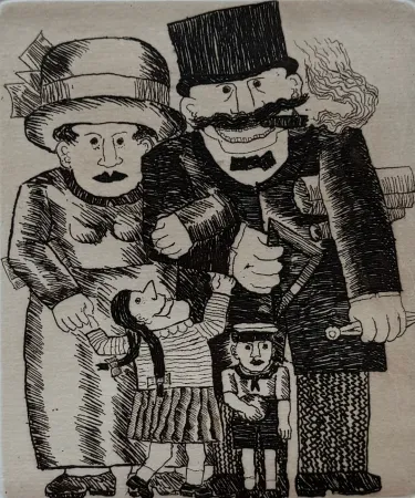 蚀刻版画 Borghese - La famiglia