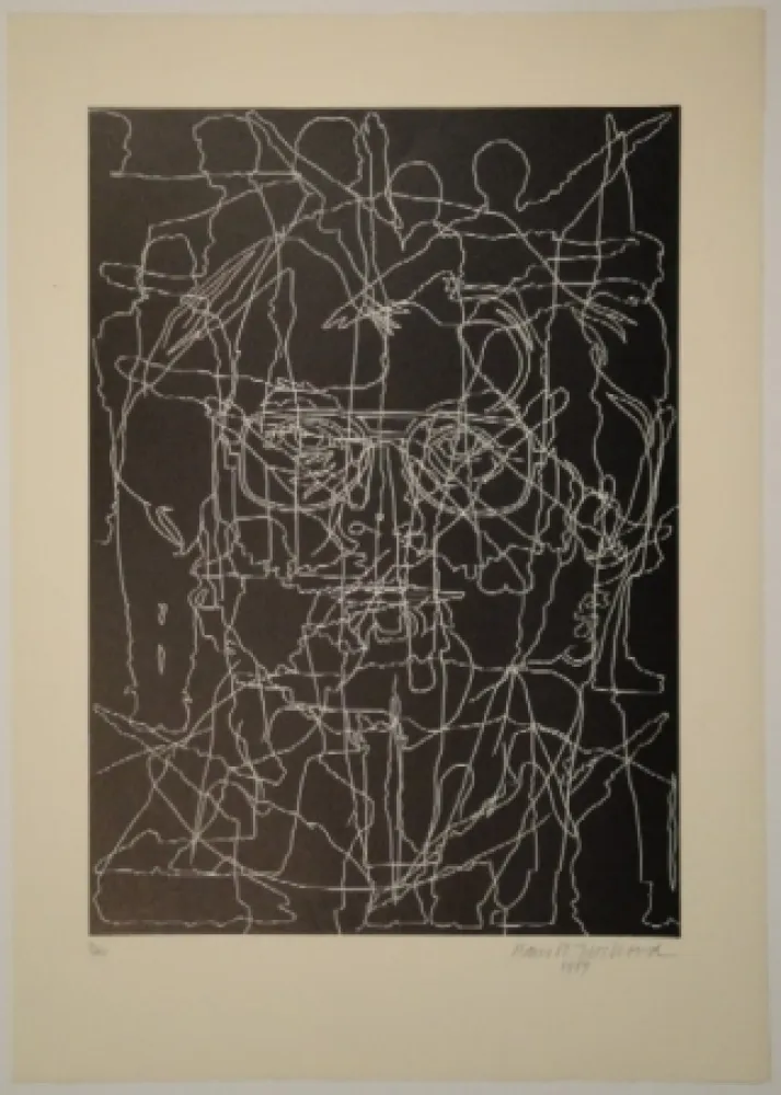 油毡版画 Bosshard - Selbstbildnis mit Schülern