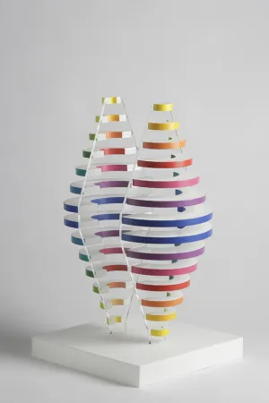 复数作品 Boto - 2 Demi cones avec anneaux de couleurs,