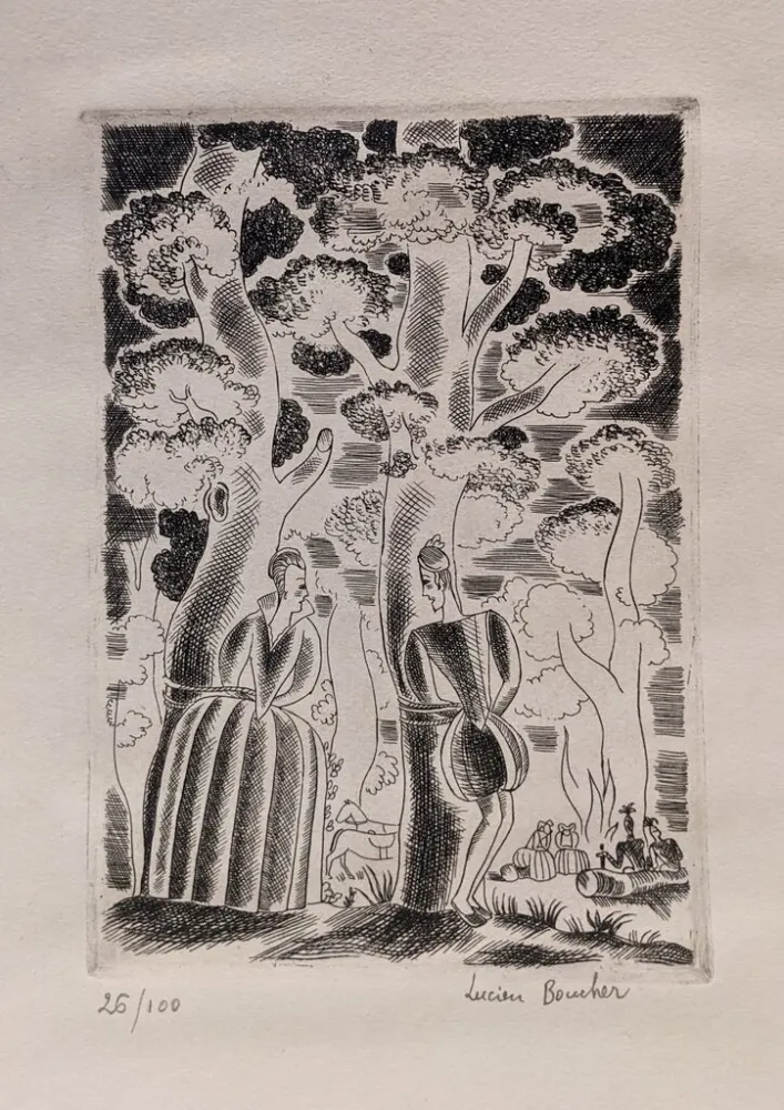 版画 Boucher - Estranges Amours