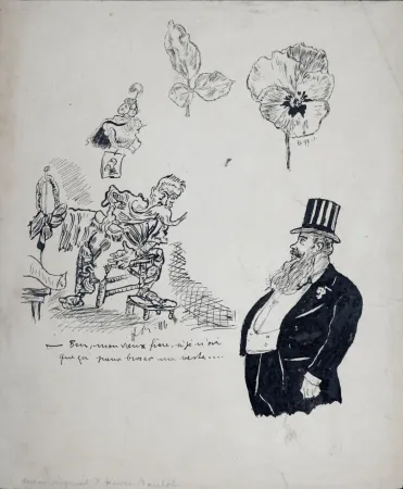 无技术 Boutet - Ben mon vieux frère, si je n'ai que ça pour brosser ma veste..., 1897 - Original drawing (Hand-signed!)