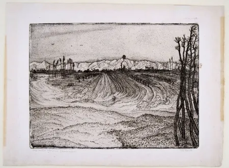 版画 Bozzetti -  I CAMPI DEVASTATI DALLA PIENA (The fields devastated by the flood), second version. 