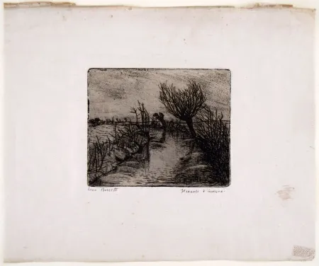 版画 Bozzetti - IL CANALE D'INVERNO (The canal in winter) 