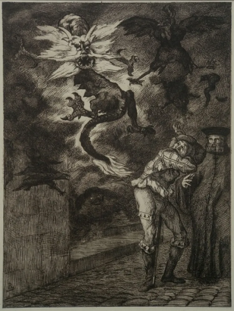 蚀刻版画 Bracquemond - Hors de Mon Soliel, Canailles!