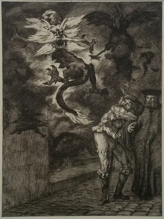 蚀刻版画 Bracquemond - Hors de Mon Soliel, Canailles!