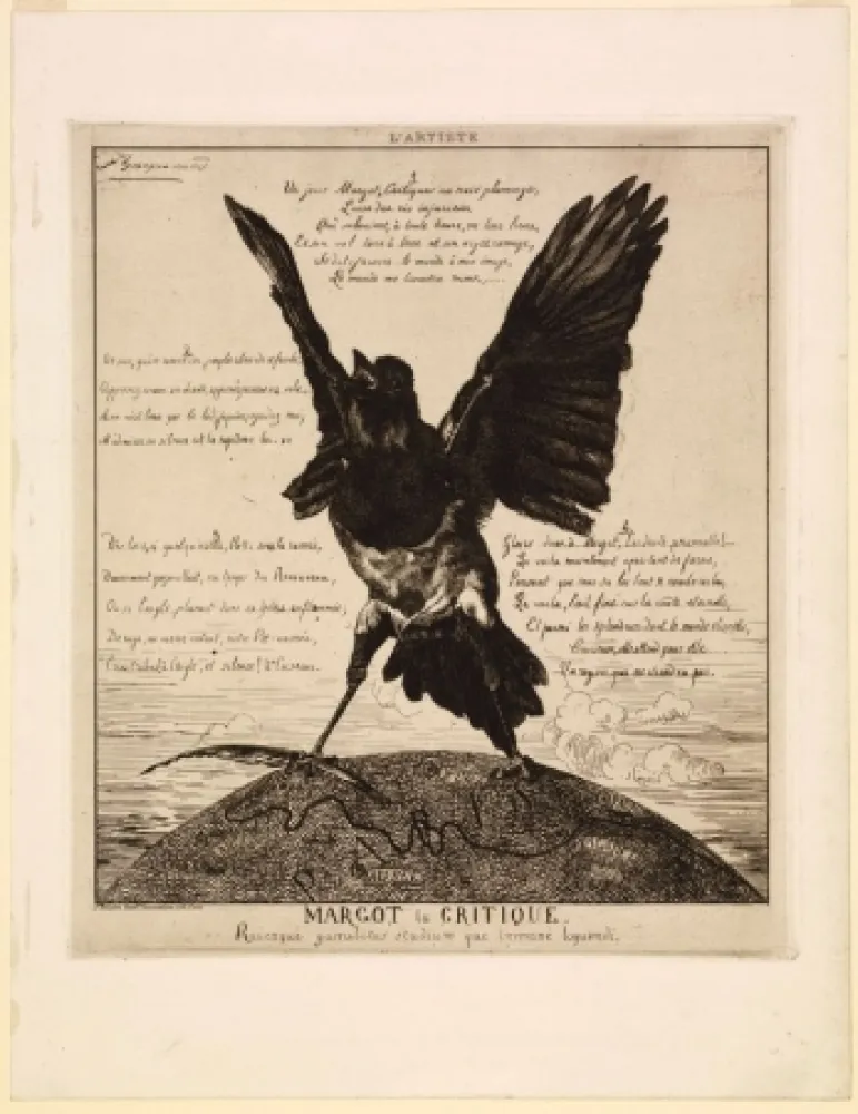 版画 Bracquemond - Margot la critique / Une pie