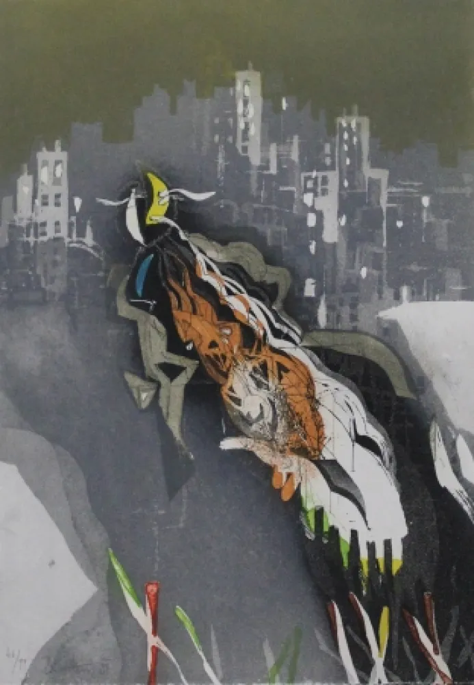 蚀刻飞尘法 Brandstätter - Stadt mit Mond