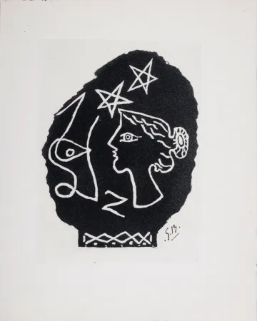 版画 Braque - Femme de profil, 1947