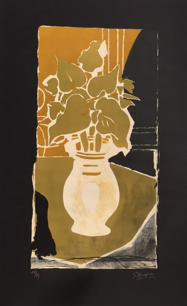石版画 Braque - Feuilles Couleurs Lumiere