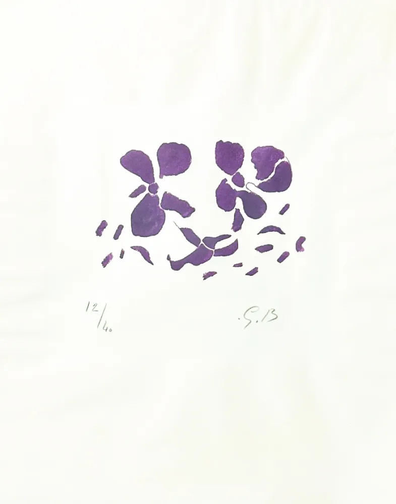 木刻 Braque - Fleurs violettes