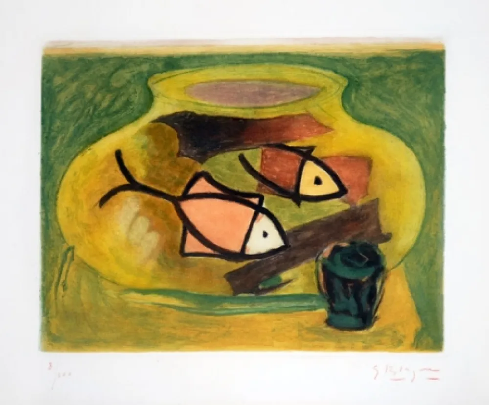 版画 Braque - L'Aquarium (The Aquarium)